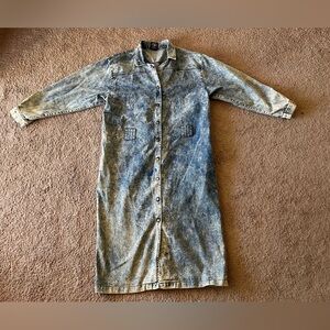 Vintage 1980’s Acid Wash Denim Duster Trench Coat Women’s
